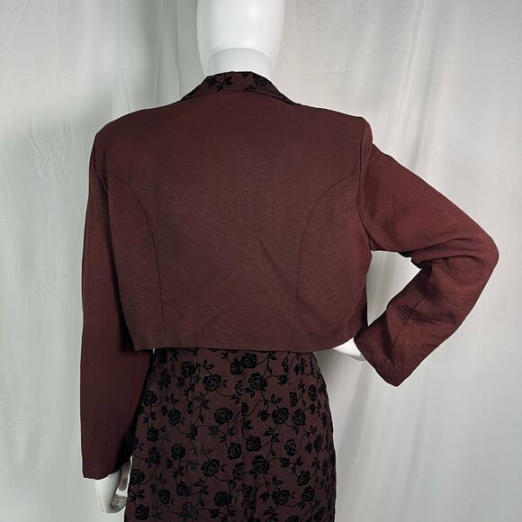 Vintage Studio C Maroon and Black Floral 2-Piece Dress and Jacket Set - Picture 11 of 16